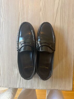 Saint Laurent Black Leather Penny Loafers